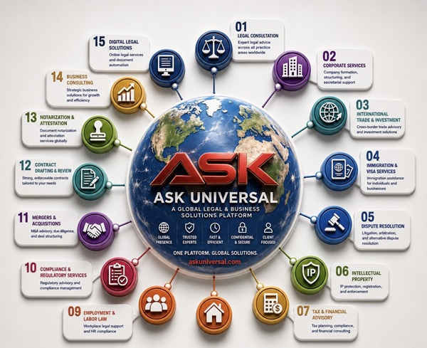 ASK Universal global legal and business services map